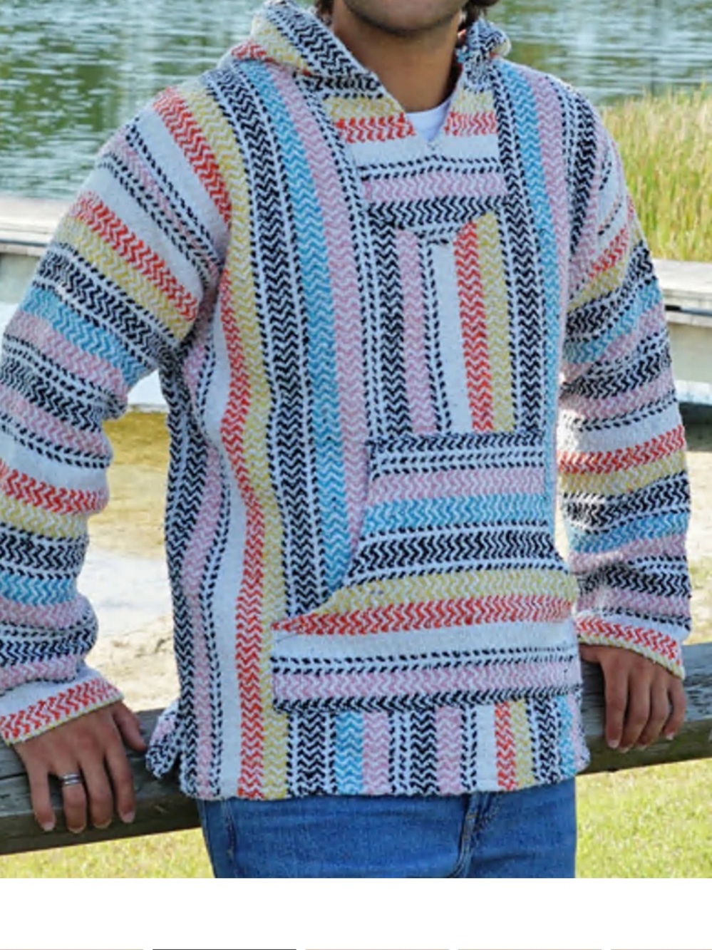 BAJA JOE Mexican Hoodie colourful striped